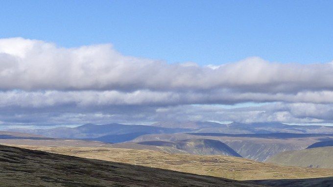 from A' Bhuidhanach Bheag looking over Gaik to the Cairngorms. Photo tms.nickbramhall.com