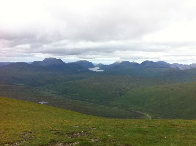 View N from Fionn Bheinn. Loch Fhada with Slioch to left and Fisherfield to right still to be done. Photo Colin Lamont